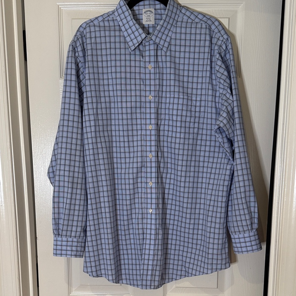 Brooks Brothers Light Blue Plaid Dress Shirt